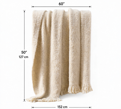 Boucle Tassel Throw Blanket