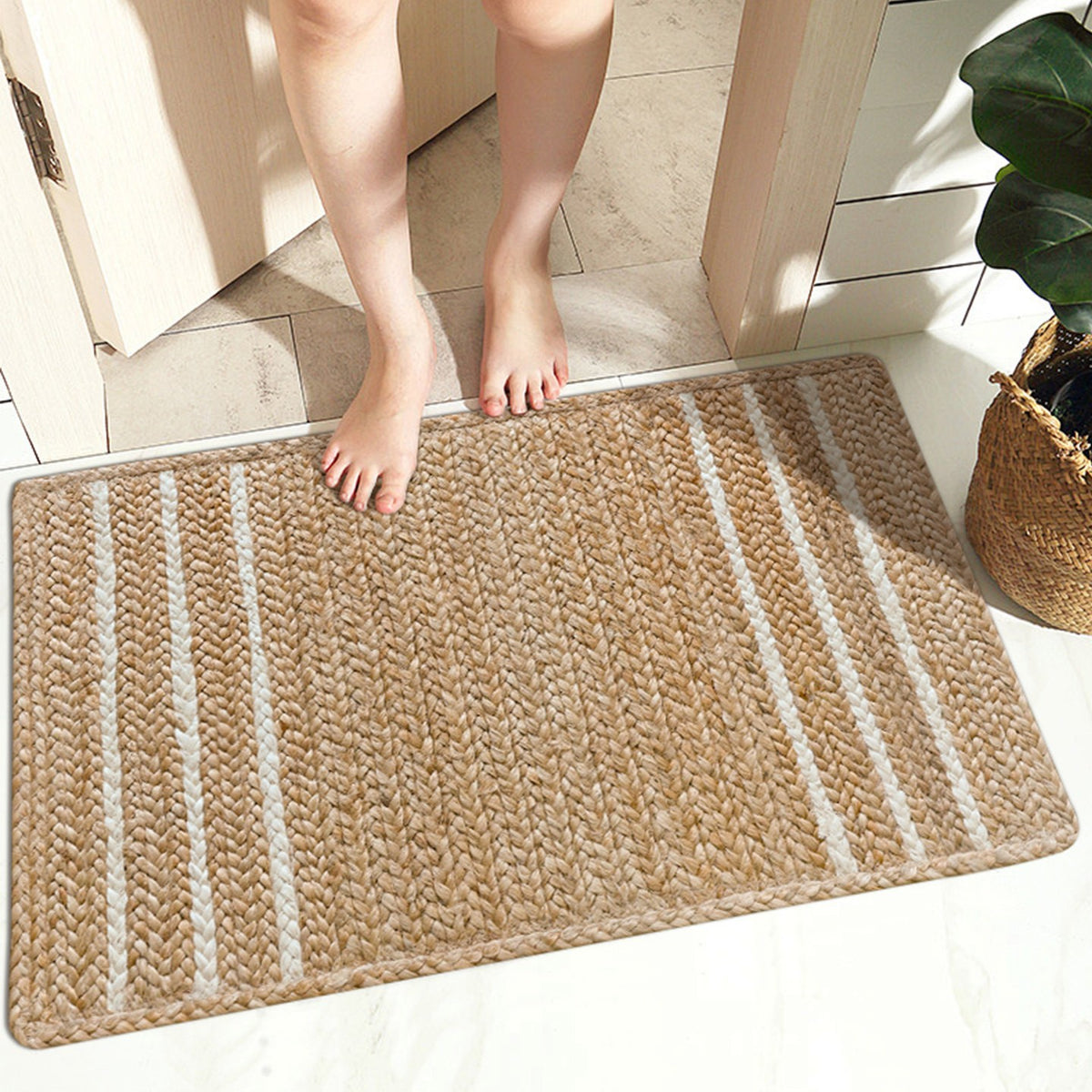 Three Striped Jute Doormat