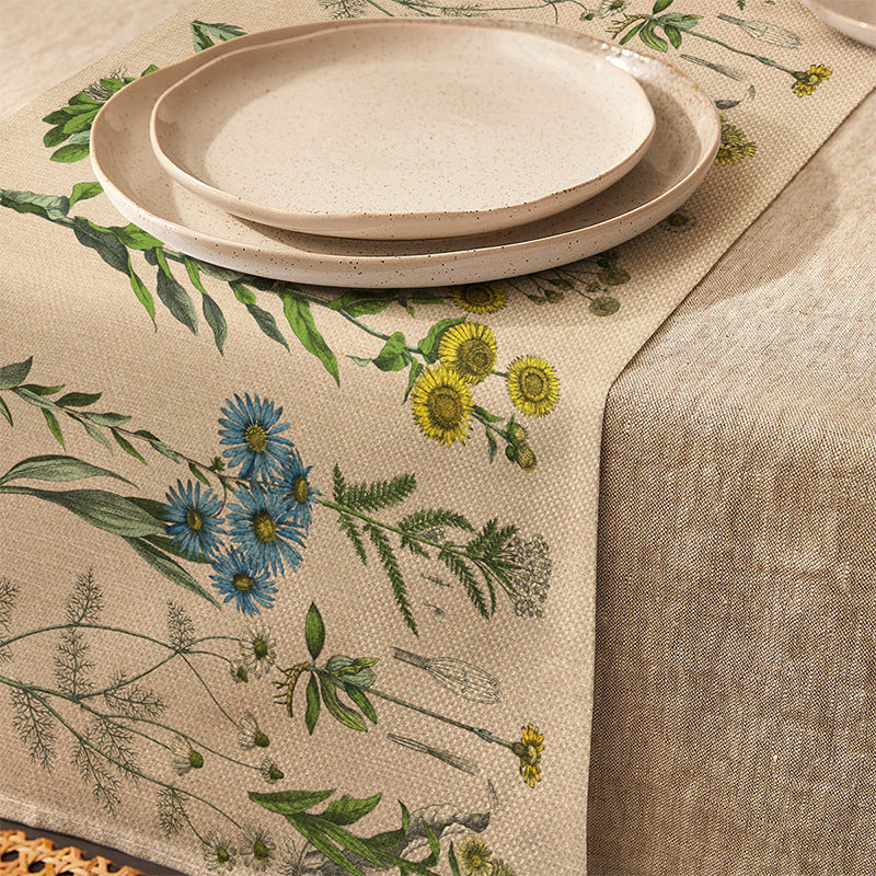 Embroidered Cotton/Linen Table Throw